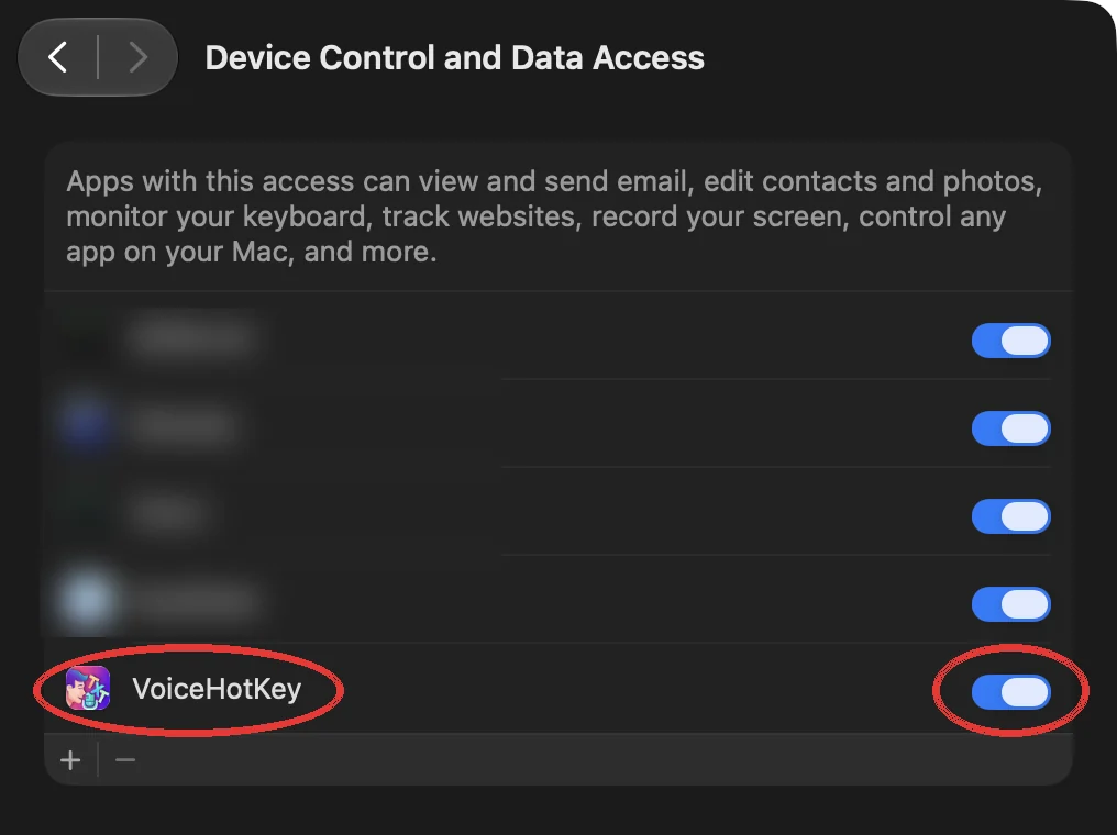 Systemeinstellungen: VoiceHotKey ist aktiviert
