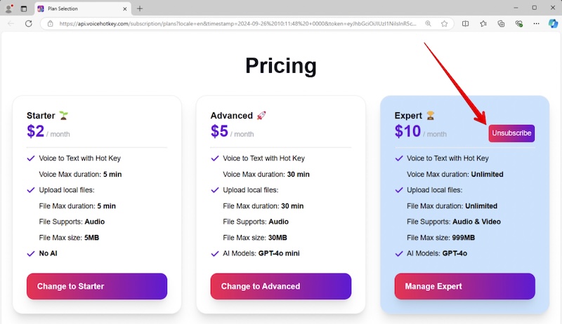 VoiceHotKey Plan kündigen